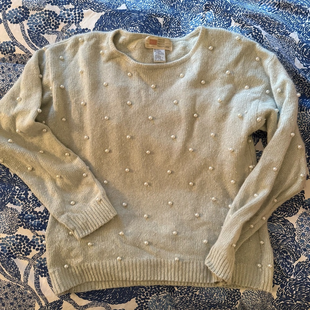 Vintage Pearl and Angora Blue Sweater